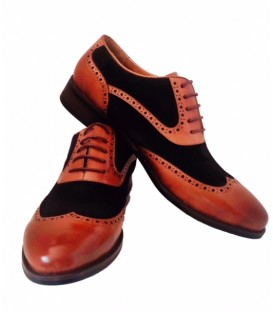 LEATHER AND SUEDE BROGUE SHOE