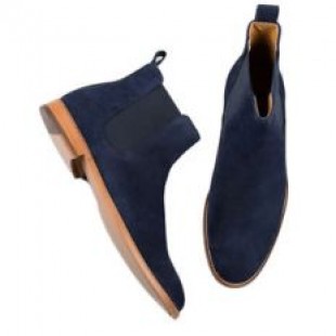 BLUE SLIP ON SUEDE CHELSEA BOOTS