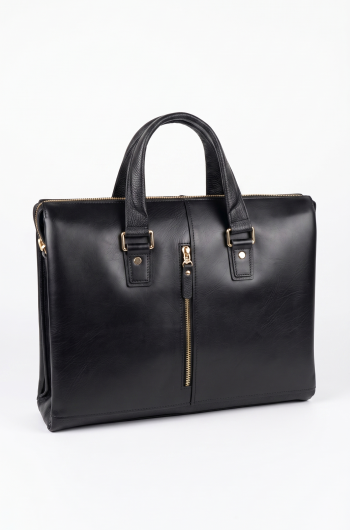 Premium Black Leather Briefcase – Professional Business Messenger Bag with Adjustable Shoulder Strap