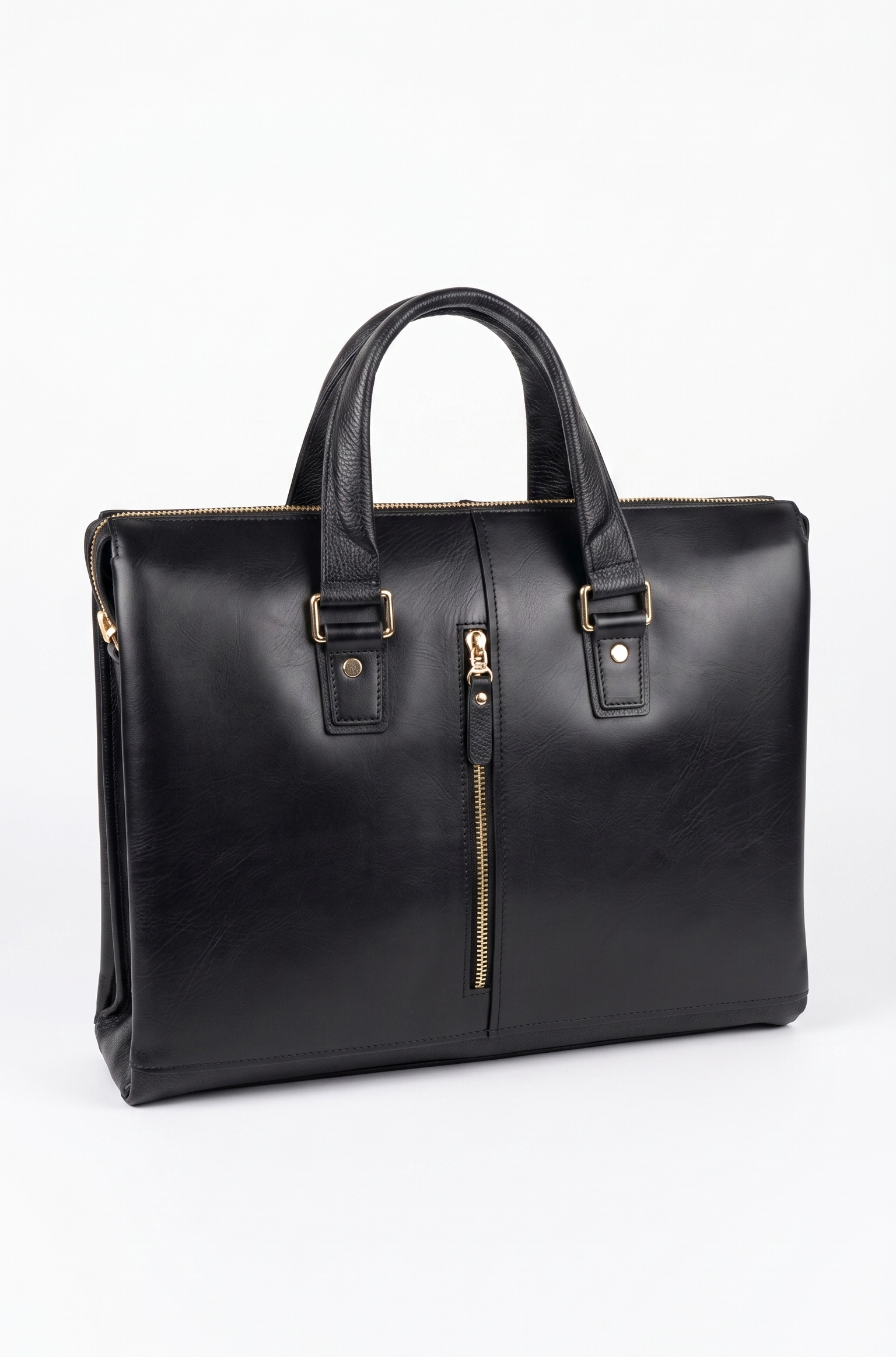 Premium Black Leather Briefcase – Professional Business Messenger Bag with Adjustable Shoulder Strap