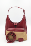 RED Structured Shoulder Bag Set with Canvas Pouch