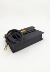 SHUCLUB Luxury Pebbled Leather Wallet-on-Chain Clutch – Noir Black
