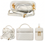SHUCLUB Luxury Quilted Patent Leather Vanity Case Bag – Snow White
