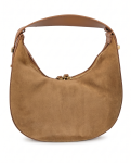 SHUCLUB Luxury Suede and Leather Crescent Hobo Bag – Cognac Tan