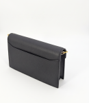 SHUCLUB Luxury Pebbled Leather Wallet-on-Chain Clutch – Noir Black