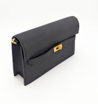 SHUCLUB Luxury Pebbled Leather Wallet-on-Chain Clutch – Noir Black