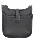 Premium BLACK Leather Crossbody Bag with Reversible and Wide Shoulder Strap