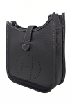 Premium BLACK Leather Crossbody Bag with Reversible and Wide Shoulder Strap