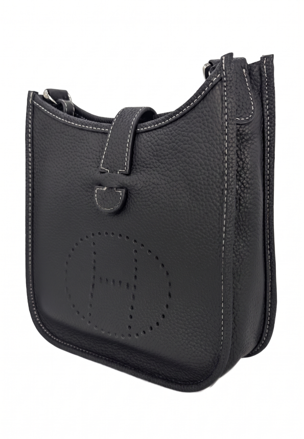 Premium BLACK Leather Crossbody Bag with Reversible  and Wide Shoulder Strap